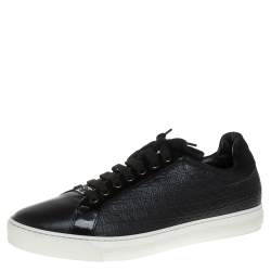 Versace Black Leather Low Top Sneakers Size 44