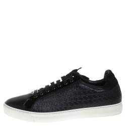 Versace Black Leather Low Top Sneakers Size 44