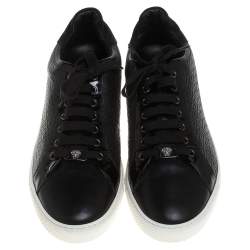 Versace Black Leather Low Top Sneakers Size 44