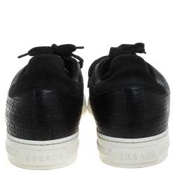 Versace Black Leather Low Top Sneakers Size 44