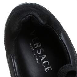 Versace Black Leather Low Top Sneakers Size 44