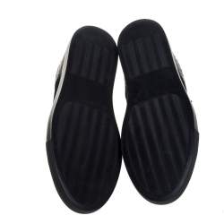 Pre Owned Versace Black Leather And Suede Medusa Studded Low Top Sneakers Size 43