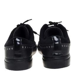 Pre Owned Versace Black Leather And Suede Medusa Studded Low Top Sneakers Size 43