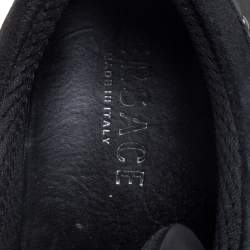 Pre Owned Versace Black Leather And Suede Medusa Studded Low Top Sneakers Size 43