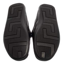 Versace Black Leather Medusa Icon Chain Detail Loafers Size 45