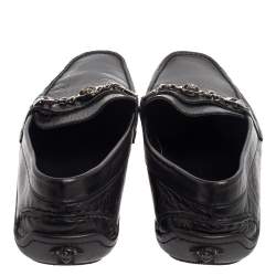 Versace Black Leather Medusa Icon Chain Detail Loafers Size 45