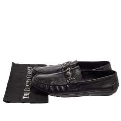 Versace Black Leather Medusa Icon Chain Detail Loafers Size 45