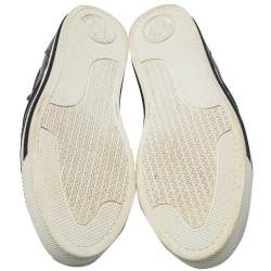 مملوكة مسبقًا Versace Black Baroque Embroidered Leather Slip On Sneakers Size 44