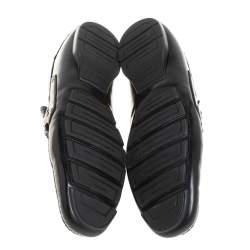 Versace Black Leather Medusa Detail Slip On Loafers Size 43