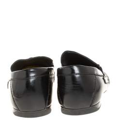 Versace Black Leather Medusa Detail Slip On Loafers Size 43