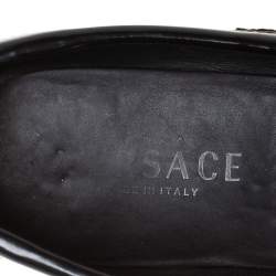Versace Black Leather Medusa Detail Slip On Loafers Size 43