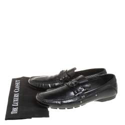 Versace Black Leather Medusa Detail Slip On Loafers Size 43