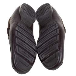 Pre Owned Versace Brown Leather And Python Medusa Embellished Penny Slip On Loafers Size 41