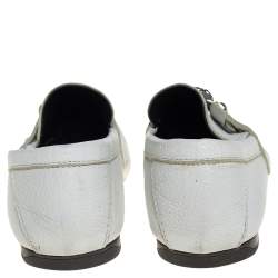 Versace White Leather Medusa Embellished Slip On Loafers Size 41