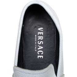 Versace White Leather Medusa Embellished Slip On Loafers Size 41