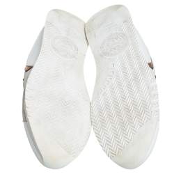 Pre Owned Versace White/Grey Suede And Leather Greek Key Sneakers Size 45