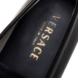 مملوكة مسبقًا Versace Black Leather Medusa Slip On Loafers Size 43