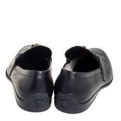 مملوكة مسبقًا Versace Black Leather Medusa Slip On Loafers Size 43