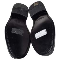 Versace Black Leather Metal Logo Slip On Loafers Size 41