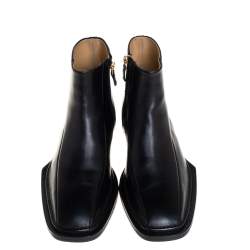 Versace Black Leather Medusa Embellished Ankle Boots Size 41