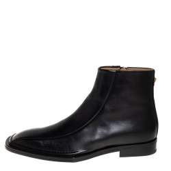 Versace Black Leather Medusa Embellished Ankle Boots Size 41