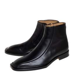 Versace Black Leather Medusa Embellished Ankle Boots Size 41