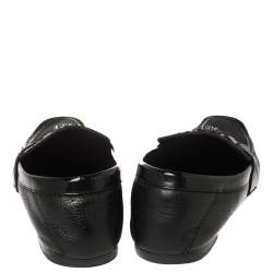 Versace Black Leather Medusa Embellished Slip On Loafers 43