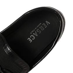 Versace Black Leather Medusa Embellished Slip On Loafers 43