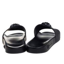 Versace Black Rubber Medusa Flat Slides Size 41