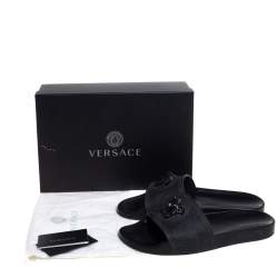 Versace Black Rubber Medusa Flat Slides Size 41