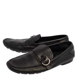 Versace Black Leather Slip On  Loafers Size 43.5