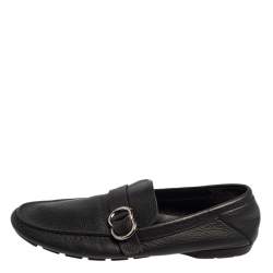 Versace Black Leather Slip On  Loafers Size 43.5