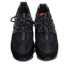 Versace Black Mesh And Leather Chain Reaction Sneakers Size 45