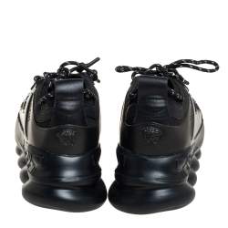 Versace Black Mesh And Leather Chain Reaction Sneakers Size 45