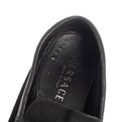 Versace Black Suede And Leather Slip On Loafers Size 44