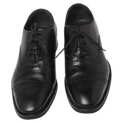 Versace Black Leather Medusa Heel Lace Up Oxfords Size 42