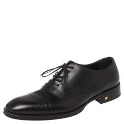 Versace Black Leather Medusa Heel Lace Up Oxfords Size 42