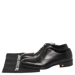 Versace Black Leather Medusa Heel Lace Up Oxfords Size 42