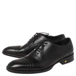 Versace Black Leather Medusa Heel Lace Up Oxfords Size 42