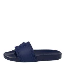 Versace Black Rubber Medusa Head Flat Slides Size 41