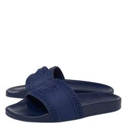 Versace Black Rubber Medusa Head Flat Slides Size 41
