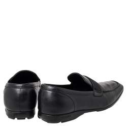 Pre Owned Versace Black Leather Slip on Loafers Size 44