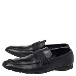 Pre Owned Versace Black Leather Slip on Loafers Size 44