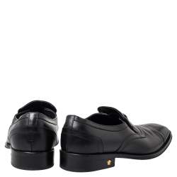 Versace Black Leather Medusa Embellished Slip On Oxford Size 40