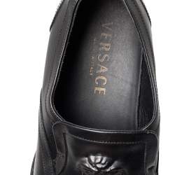Versace Black Leather Medusa Embellished Slip On Oxford Size 40