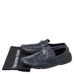 مملوكة مسبقًا حذاء لوفرز فيرساتشي جلد أزرق سليب أون مزين ميدوسا مقاس 42