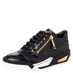Boomgaard Verhogen Anders Versace Black Croc Embossed And Leather Low Top Sneakers Size 41 Versace |  TLC