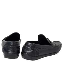 Pre Owned حذاء لوفرز فيرساتشي جلد أسود مزين ميدوسا سليب أون مقاس 43