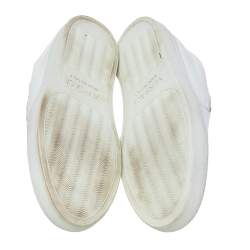 Pre Owned Versace White Leather Palazzo Medusa Slip-On Sneakers Size 39