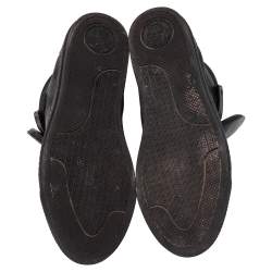 Versace Black Monogram Nylon and Leather Lace High Top Sneakers Size 41